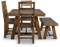 Maxton Mid Tone Rectangular Table With 4 Side Chairs & Bench