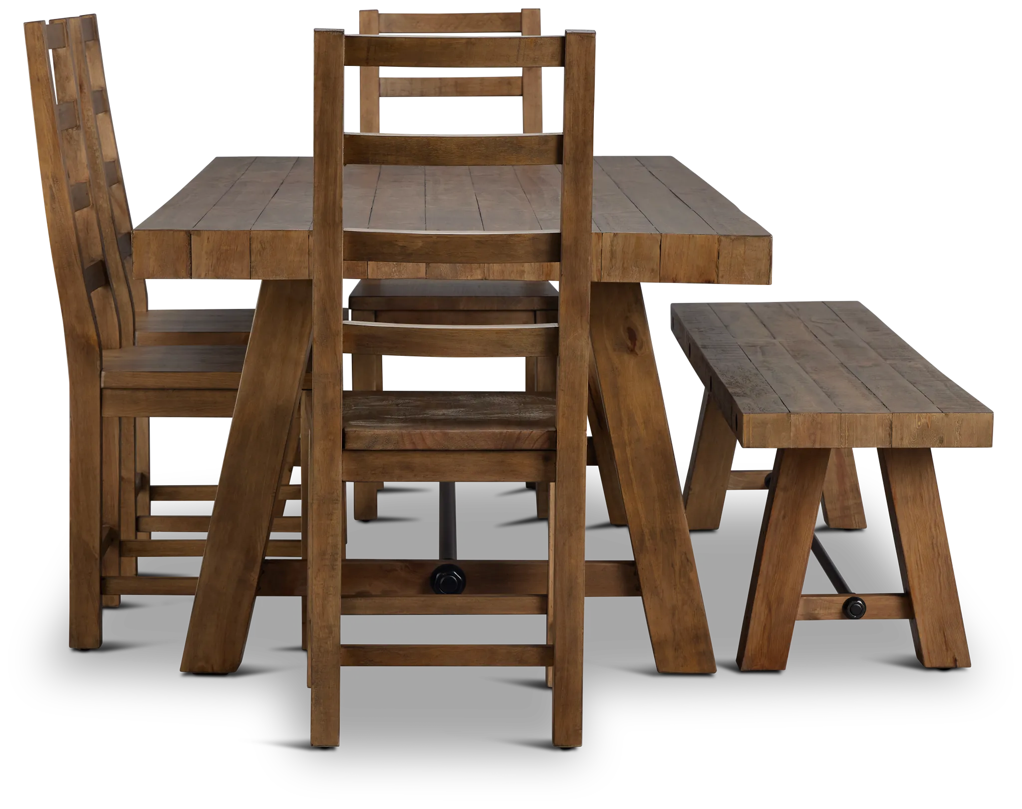 Maxton Mid Tone Rectangular Table With 4 Side Chairs & Bench