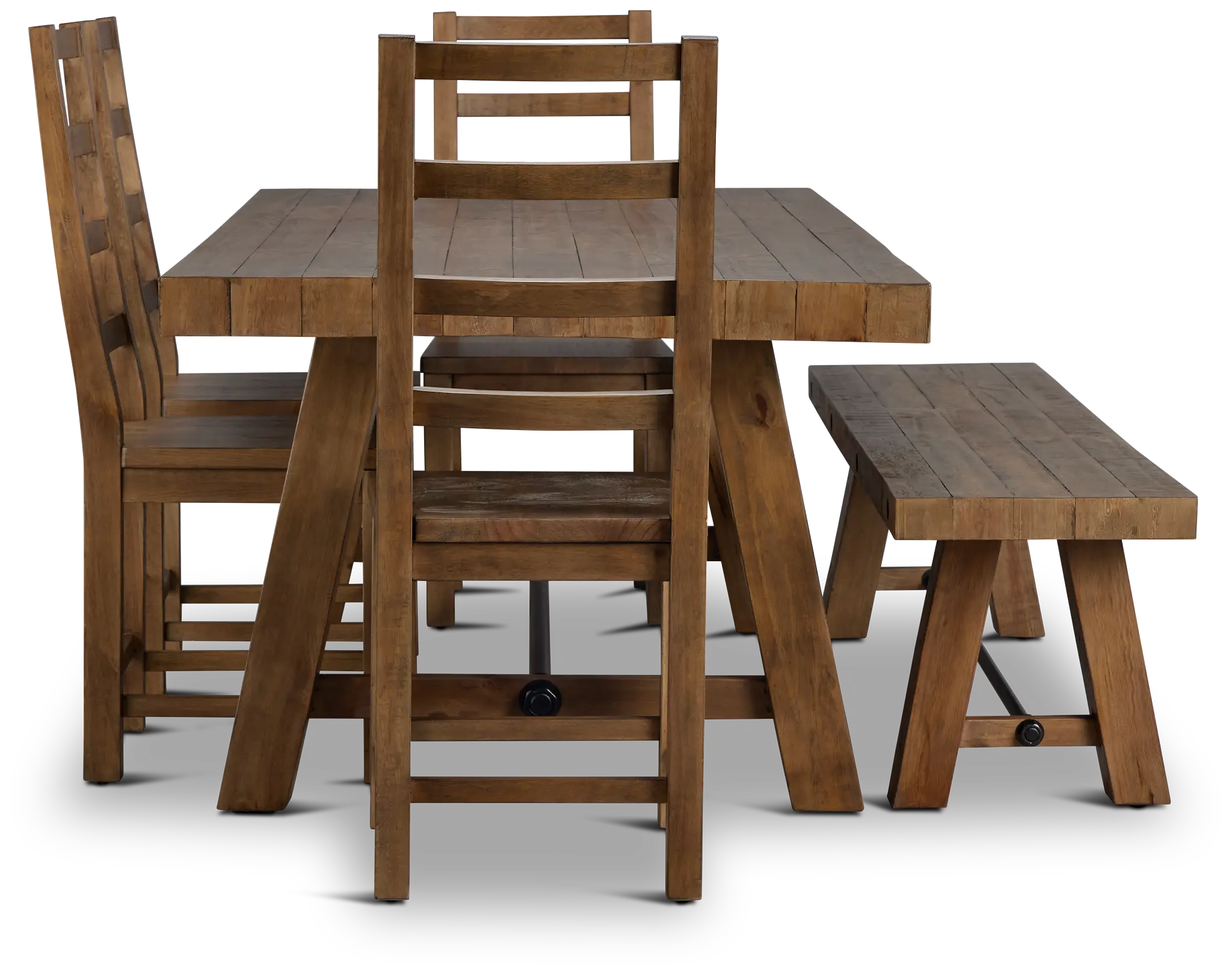 Maxton Mid Tone Rectangular Table With 4 Side Chairs & Bench Maxton Mid Tone Rectangular Table With 4 Side Chairs & Bench