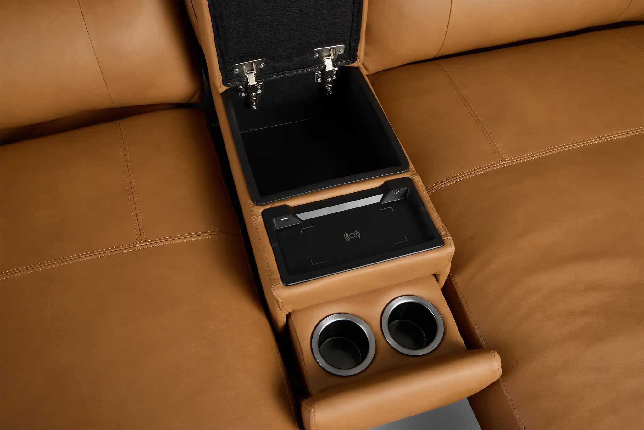 Rudy Brown Lthr/vinyl Medium Tri Power 2 Arm Extension Chaise Sectional Rudy Brown Lthr/vinyl Medium Tri Power 2 Arm Extension Chaise Sectional