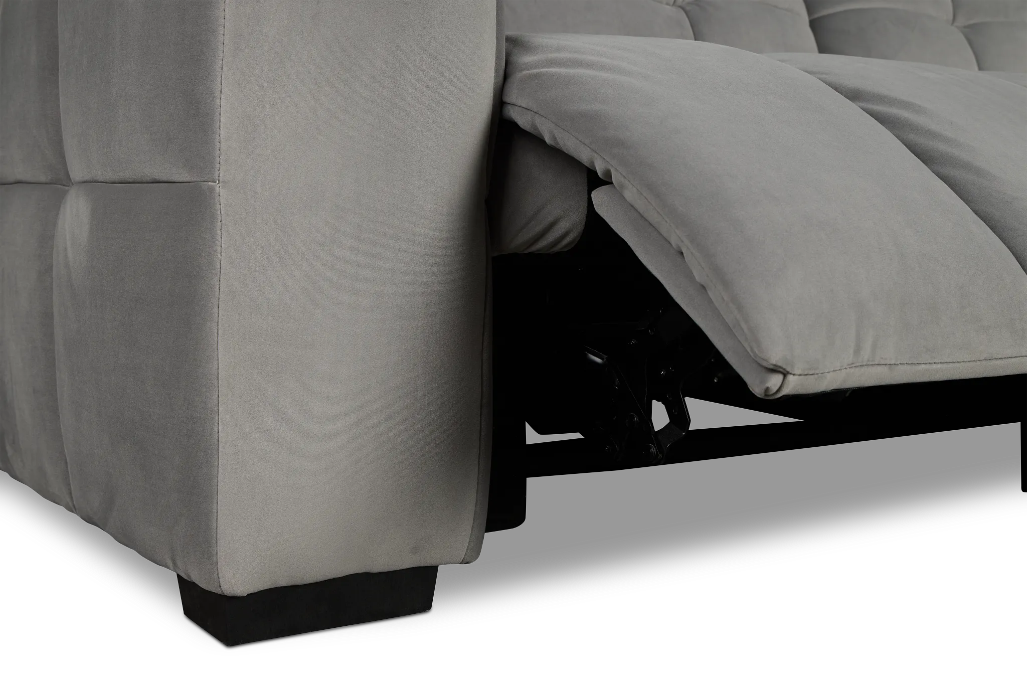 Gemma Light Gray Velvet Large Triple Power Reclining Two-arm Sectional