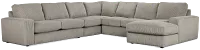 Charlie Gray Fabric Large Right Chaise Sectional