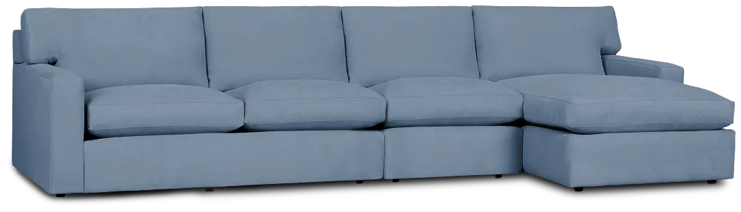 Hudson Blue Fabric Small Right Chaise Sectional