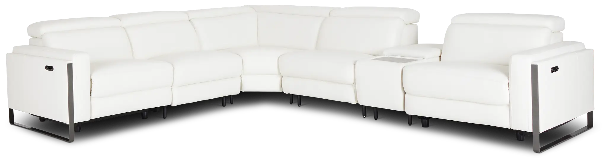 Atlas White Lthr/vinyl Medium Dual Power 2-arm Reclining Sectional Atlas White Lthr/vinyl Medium Dual Power 2-arm Reclining Sectional