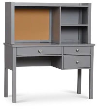 Charleston Gray 3-drawer Desk & Hutch