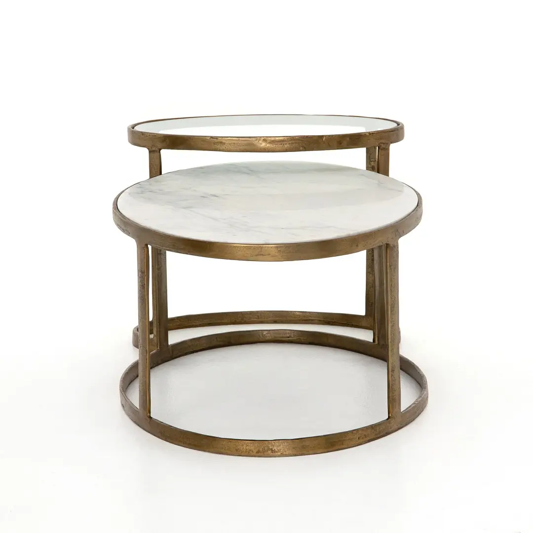 Four Hands Caren White Marble Nesting Coffee Table Four Hands Caren White Marble Nesting Coffee Table