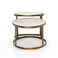 Four Hands Caren White Marble Nesting Coffee Table