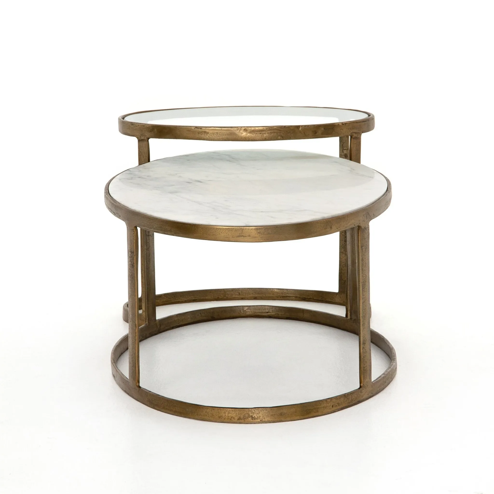 Four Hands Caren White Marble Nesting Coffee Table