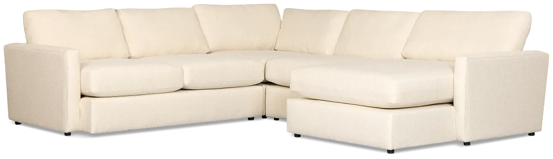 Maxwell Light Beige Fabric Medium Right Chaise Sectional