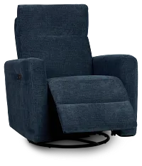 Rae Dark Blue Fabric Power Swivel Glider Recliner