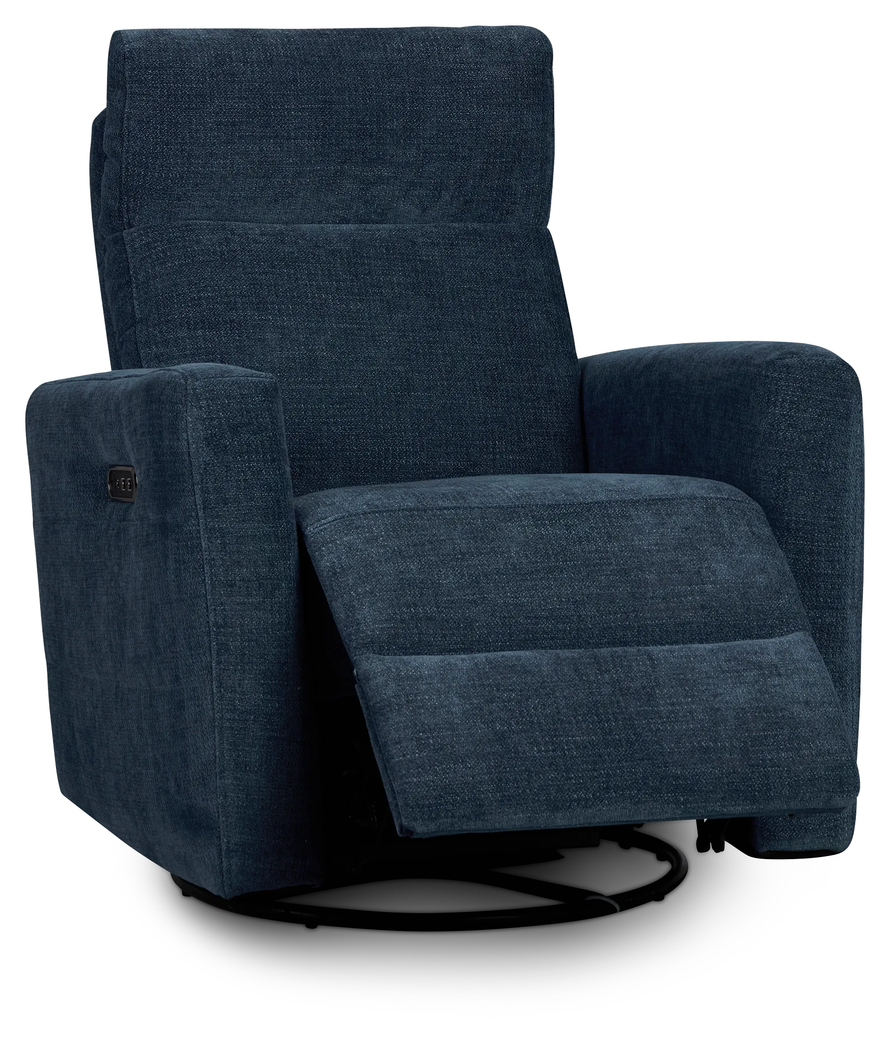 Rae Dark Blue Fabric Power Swivel Glider Recliner