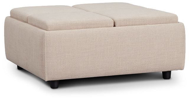 Yvonne Light Beige Fabric Storage Accent Ottoman