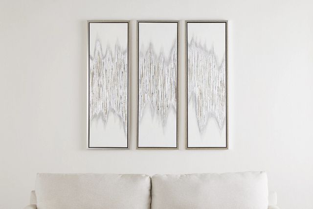 Drizzle Gray Set Of 3 Framed Canvas Wall Art