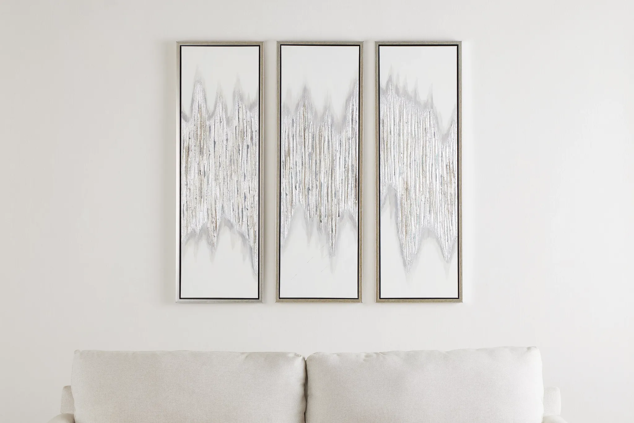Drizzle Gray Set Of 3 Framed Canvas Wall Art
