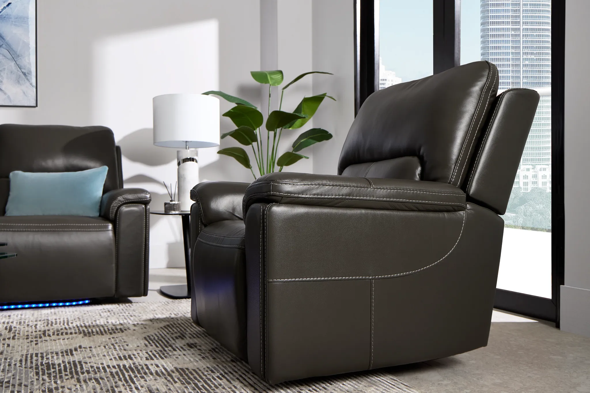 Fallon Dark Gray Lthr/vinyl Power Recliner