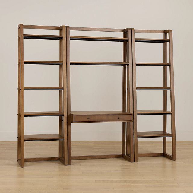 Rockford Light Tone Bookcase Wall Desk