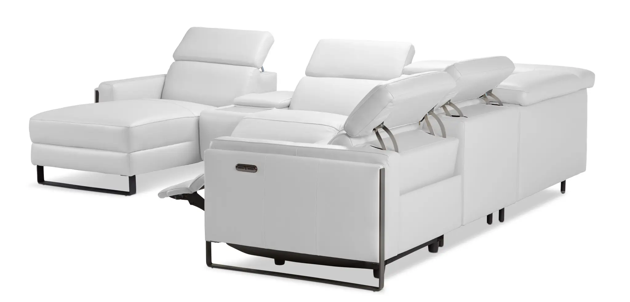 Atlas White Lthr/vinyl Medium Dual Power Left Chaise Sectional Atlas White Lthr/vinyl Medium Dual Power Left Chaise Sectional