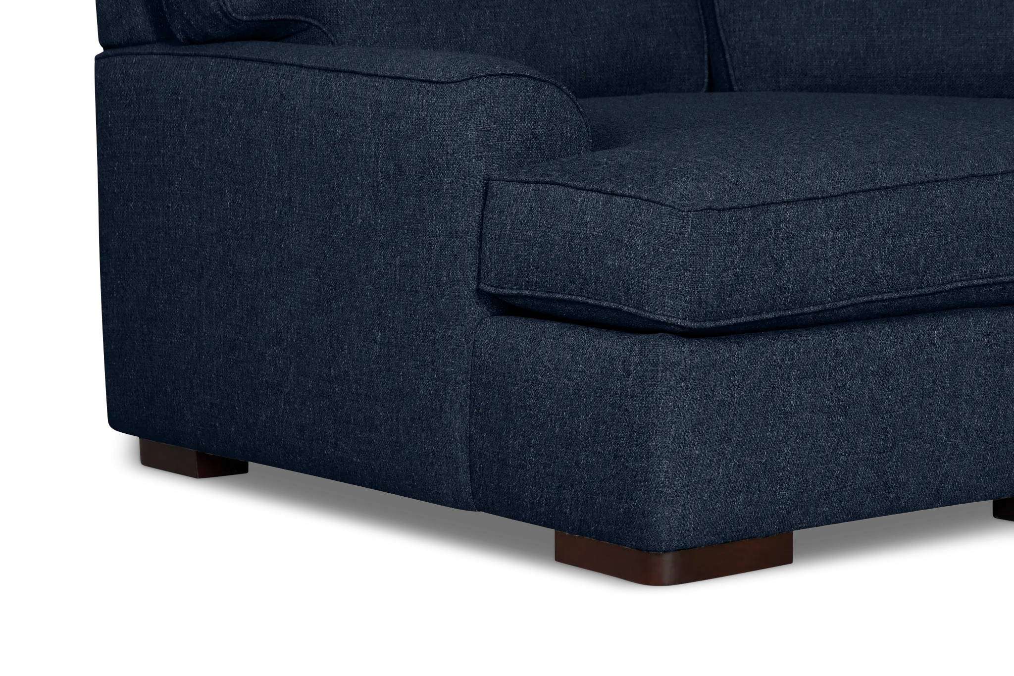 Sinclair Dark Blue Fabric Left Cuddler Cooling Memory Foam Sectional