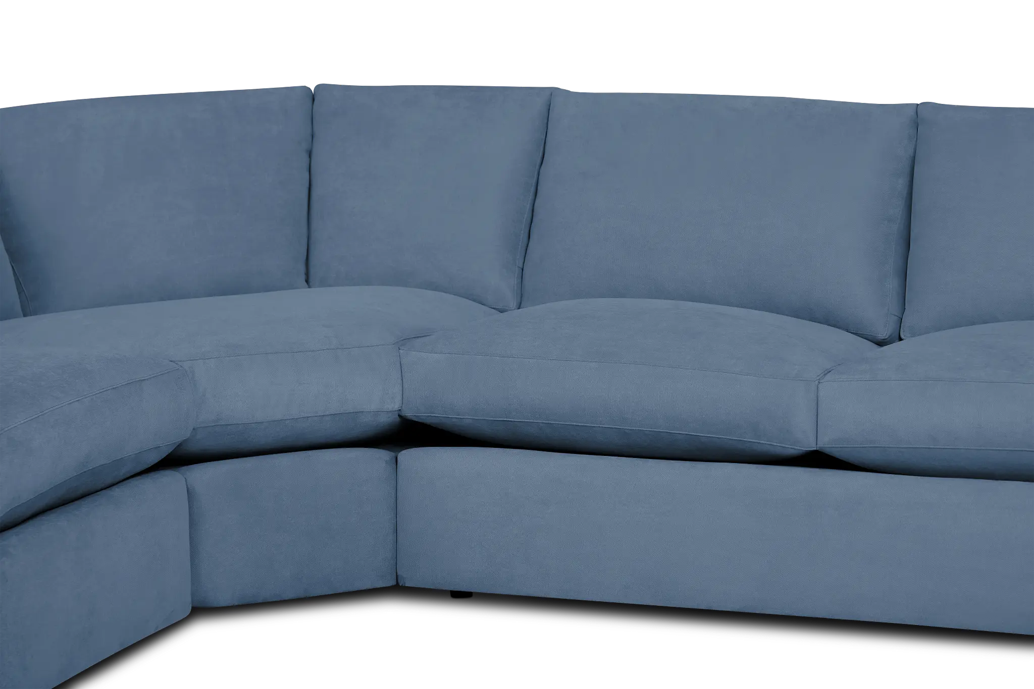 Hudson Blue Fabric Large Right Chaise Wedge Sectional Hudson Blue Fabric Large Right Chaise Wedge Sectional