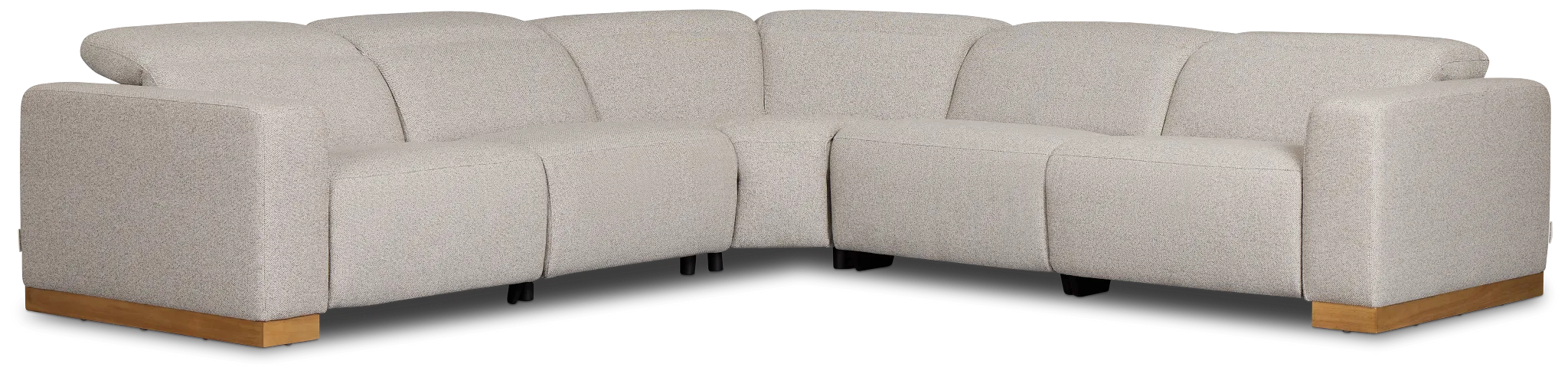 Leona Light Gray Fabric Small Triple Power Reclining Two-arm Sectional