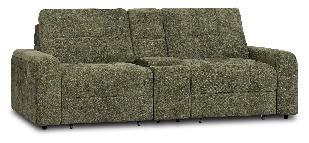 Hendrix Green Fabric Power Extension Chaise Console Loveseat