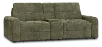 Hendrix Green Fabric Power Extension Chaise Console Loveseat