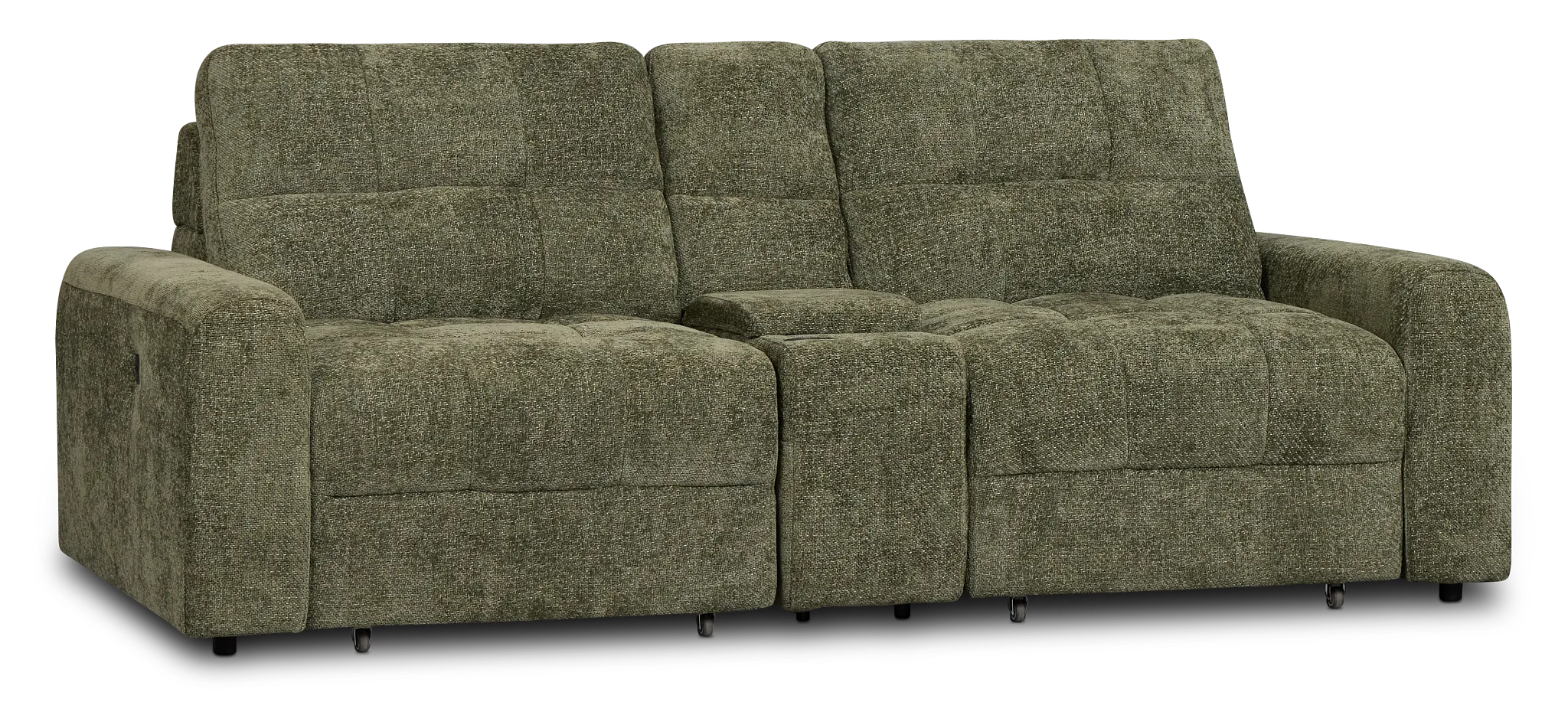 Hendrix Green Fabric Power Extension Chaise Console Loveseat