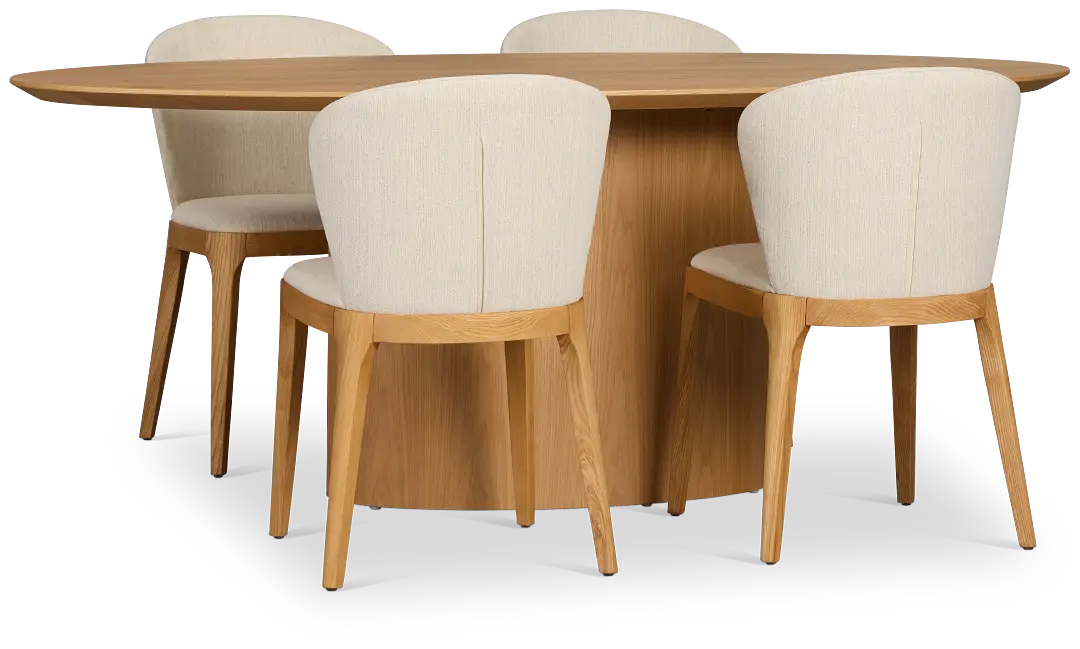 Nomad Light Tone 78" Oval Table & 4 Light Beige Chairs W/light Tone Leg Nomad Light Tone 78" Oval Table & 4 Light Beige Chairs W/light Tone Leg