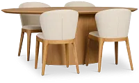 Nomad Light Tone 78" Oval Table & 4 Light Beige Chairs W/light Tone Leg