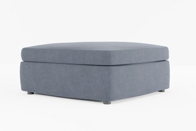 Destin Victory Dark Blue Fabric Cocktail Ottoman