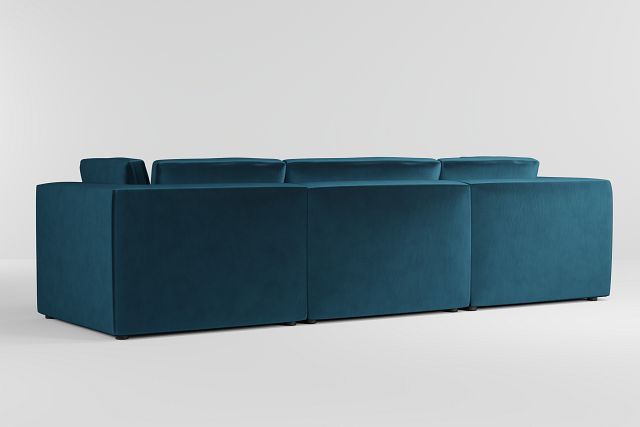 Destin Joya Teal Velvet 4-piece Bumper Sectional