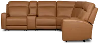 Flexsteel Belmont Medium Brown Lthr/vinyl Large Triple Power Reclining Two-arm Sectional