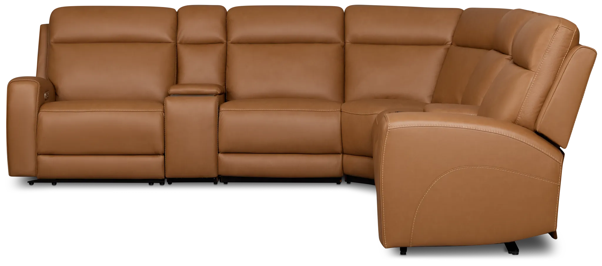 Flexsteel Belmont Medium Brown Lthr/vinyl Large Triple Power Reclining Two-arm Sectional
