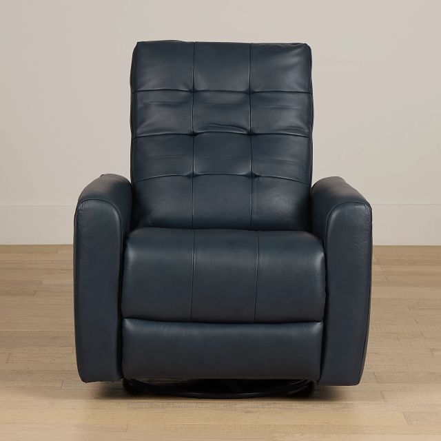 Izzy Dark Blue Lthr/vinyl Power Swivel Glider Recliner