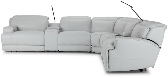 Reign Gray Lthr/vinyl Large Dual Power Reclining Two-arm Sectional