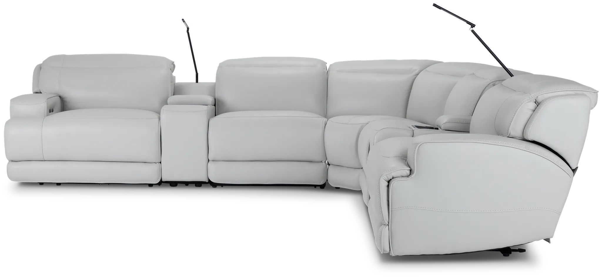 Reign Gray Lthr/vinyl Large Dual Power Reclining Two-arm Sectional