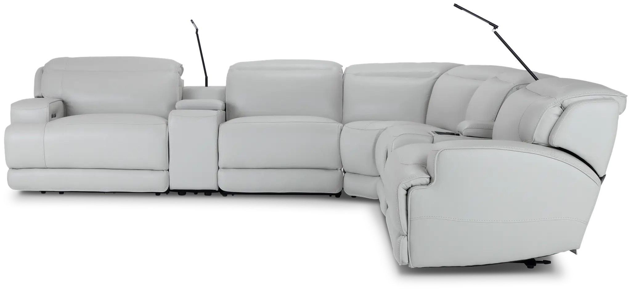 Reign Gray Lthr/vinyl Large Dual Power Reclining Two-arm Sectional Reign Gray Lthr/vinyl Large Dual Power Reclining Two-arm Sectional