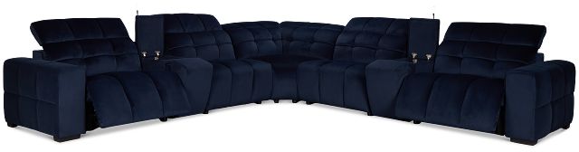 Gemma Navy Velvet Large Two-arm Power Reclining Sectional