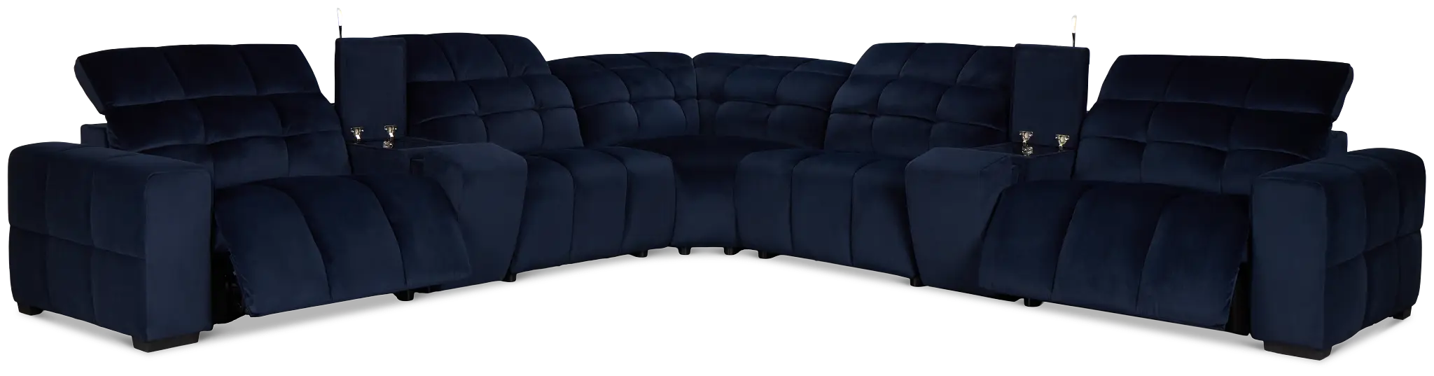 Gemma Navy Velvet Large Two-arm Power Reclining Sectional Gemma Navy Velvet Large Two-arm Power Reclining Sectional