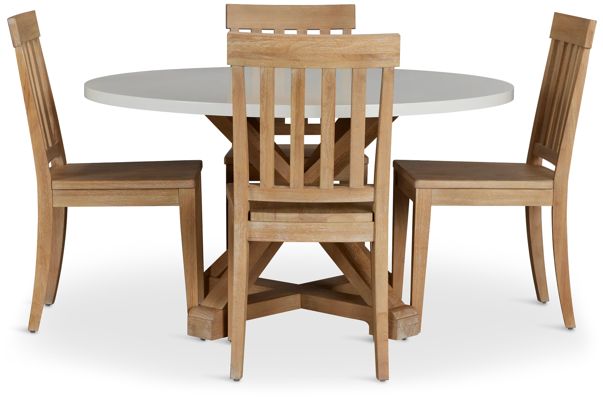 Nantucket White Two-tone Round Table & 4 Light Tone Chairs