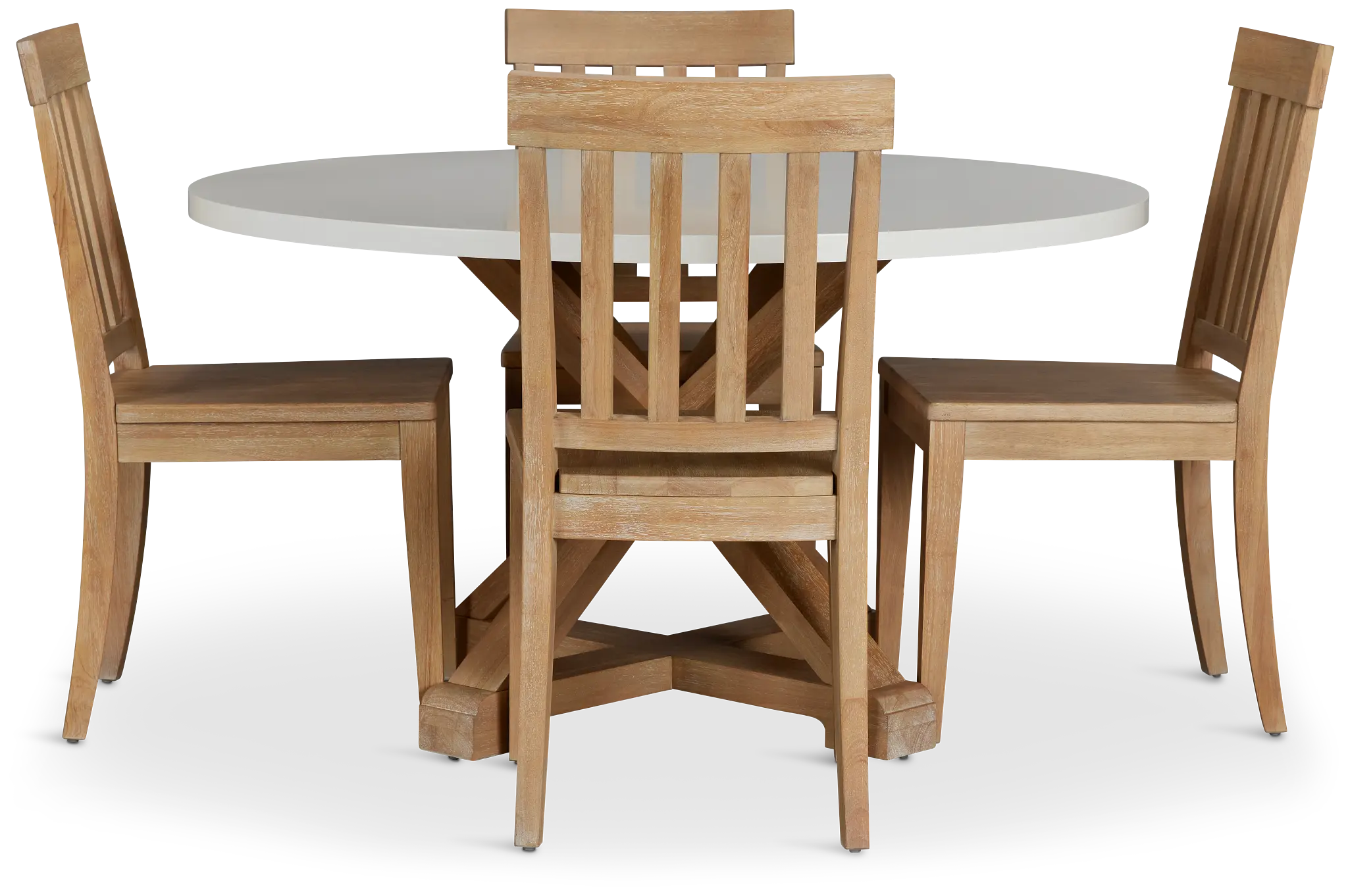 Nantucket White Two-tone Round Table & 4 Light Tone Chairs Nantucket White Two-tone Round Table & 4 Light Tone Chairs