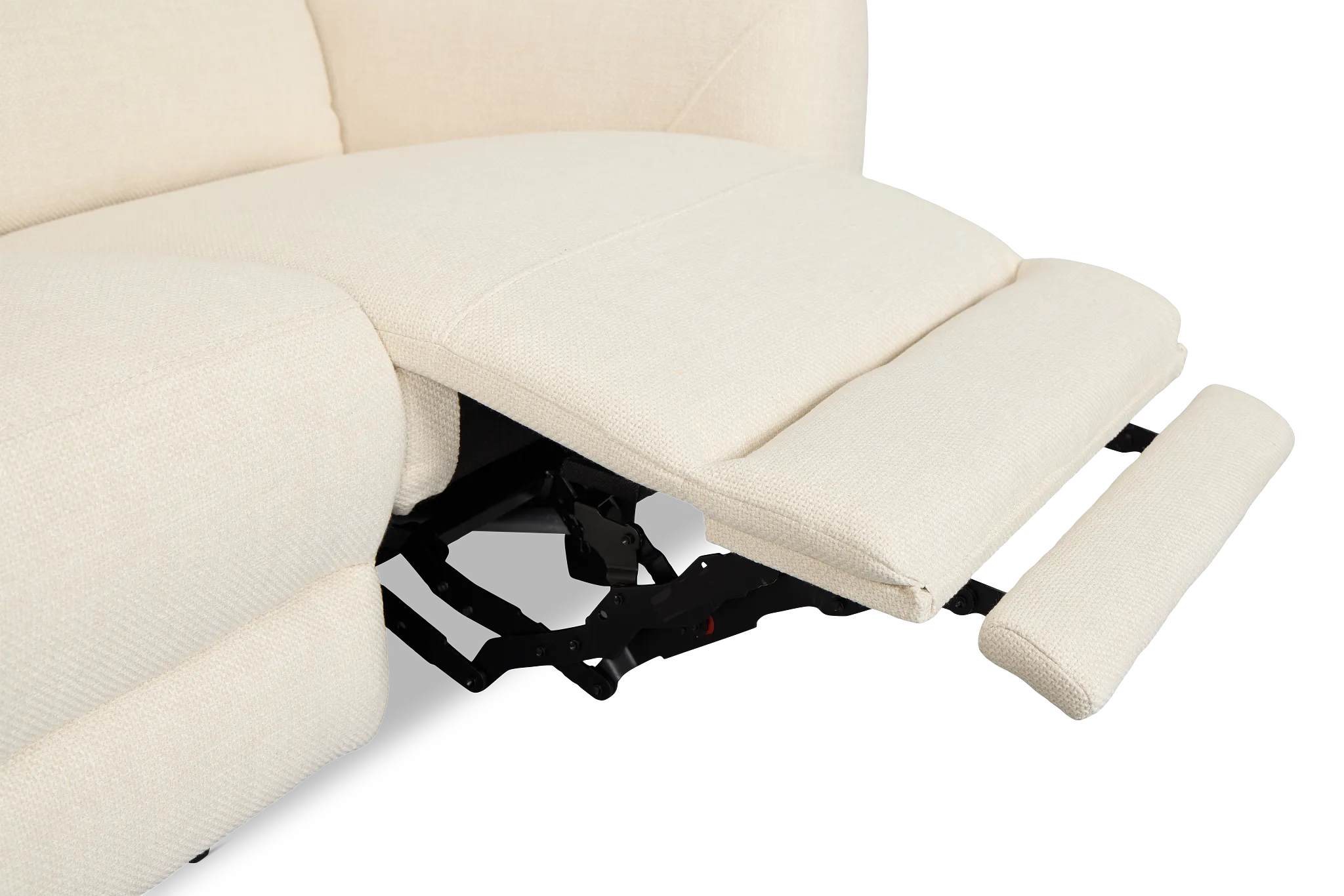 Keaton White Fabric Power Reclining Loveseat W/ Power Headrest