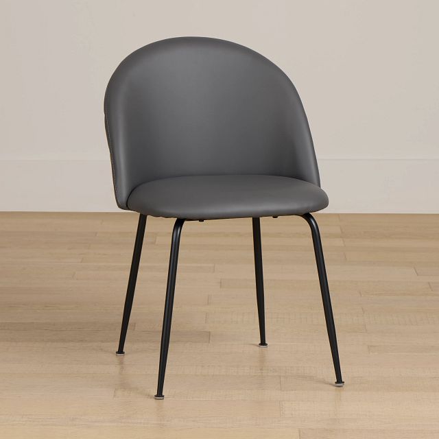 Capri Dark Gray Micro Upholstered Side Chair W/ Black Legs