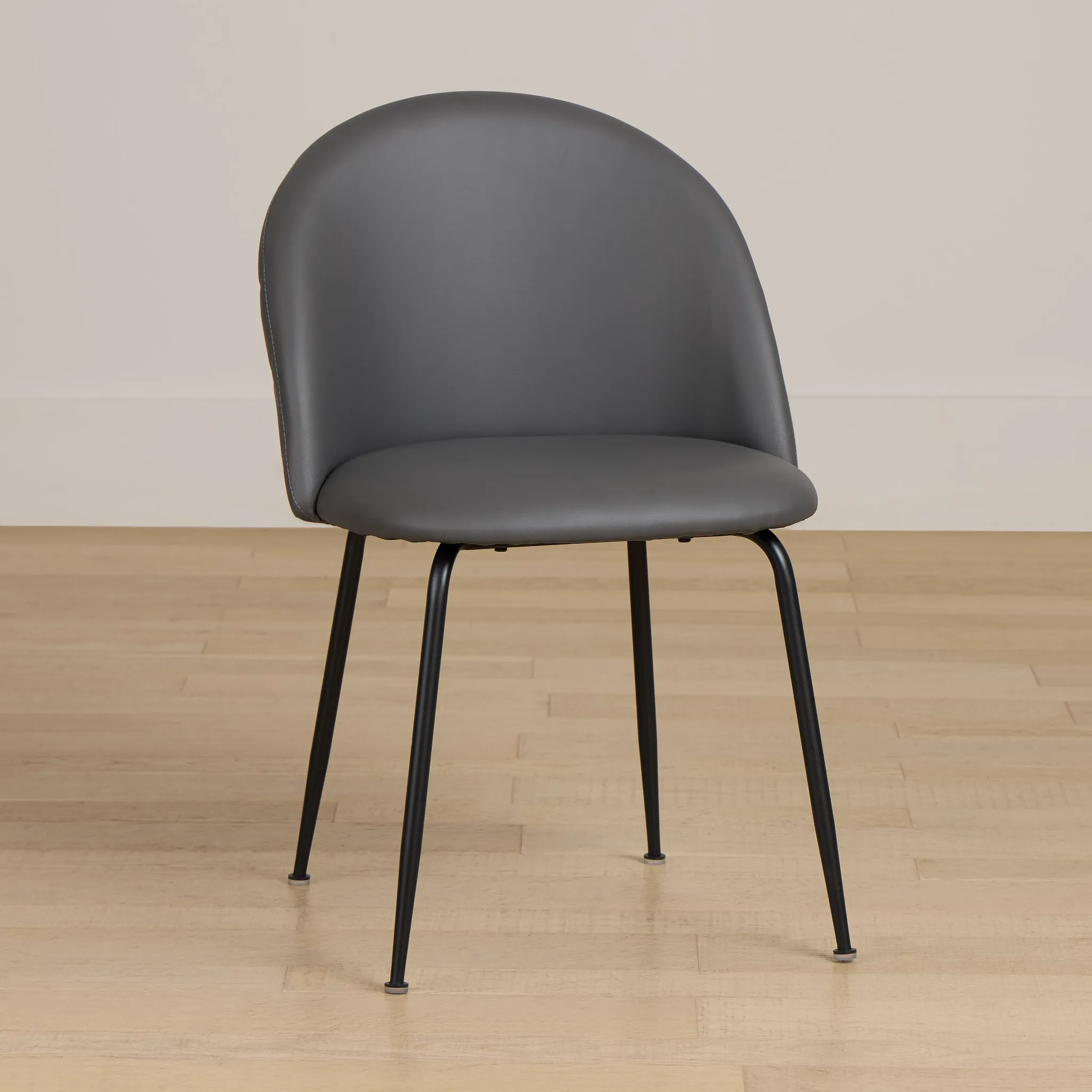 Capri Dark Gray Micro Upholstered Side Chair W/ Black Legs