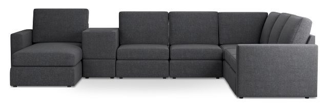 Citymod Dark Gray Fabric Large Left Chaise Sectional With Storage Console