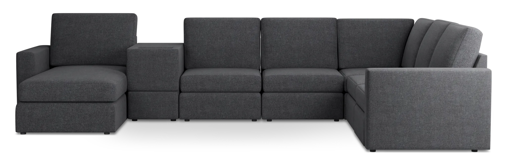 Citymod Dark Gray Fabric Large Left Chaise Sectional With Storage Console