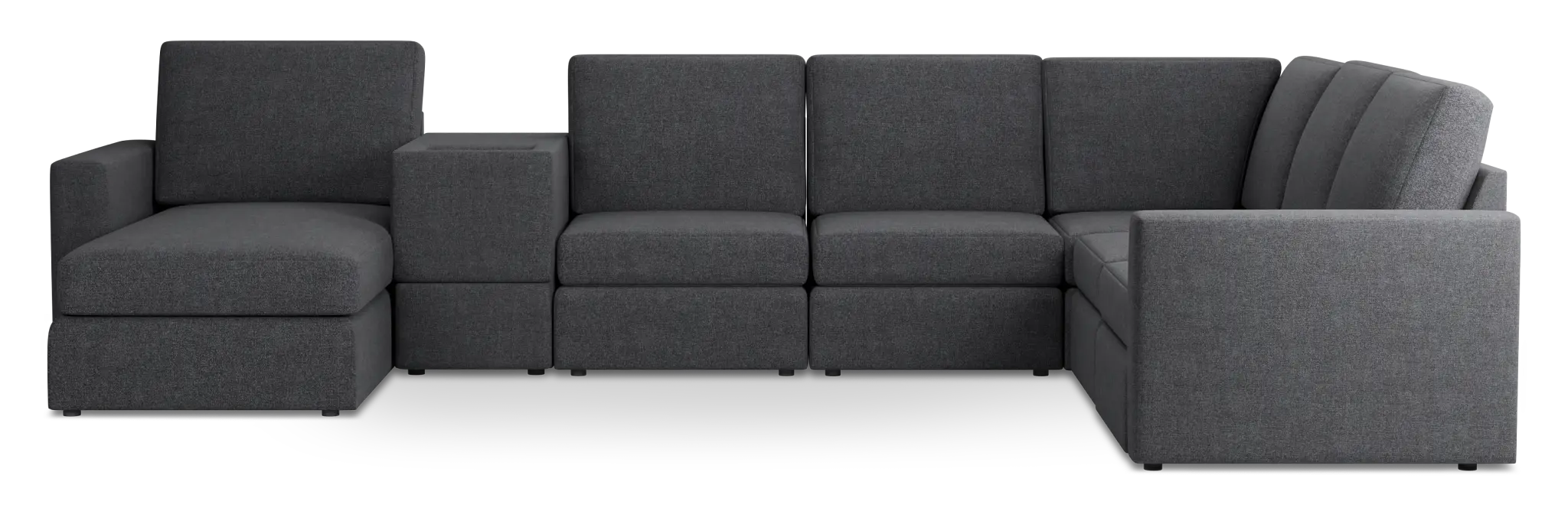 Citymod Dark Gray Fabric Large Left Chaise Sectional With Storage Console Citymod Dark Gray Fabric Large Left Chaise Sectional With Storage Console