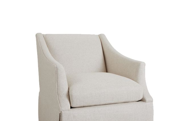 Clayton White Fabric Swivel Accent Chair