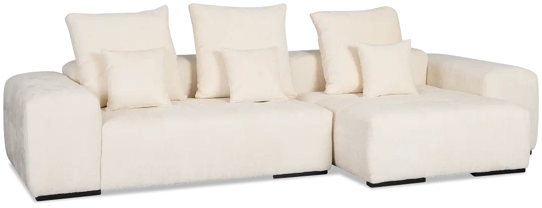 Skylar White Fabric Right Chaise Sectional Skylar White Fabric Right Chaise Sectional