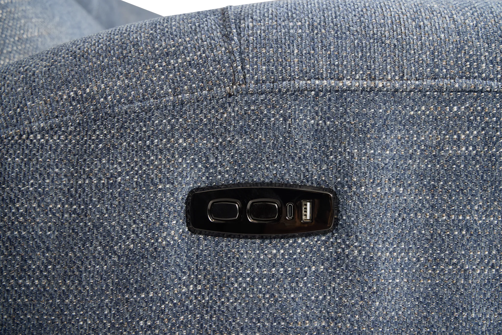 Walker Blue Fabric Power Recliner With Power Headrest